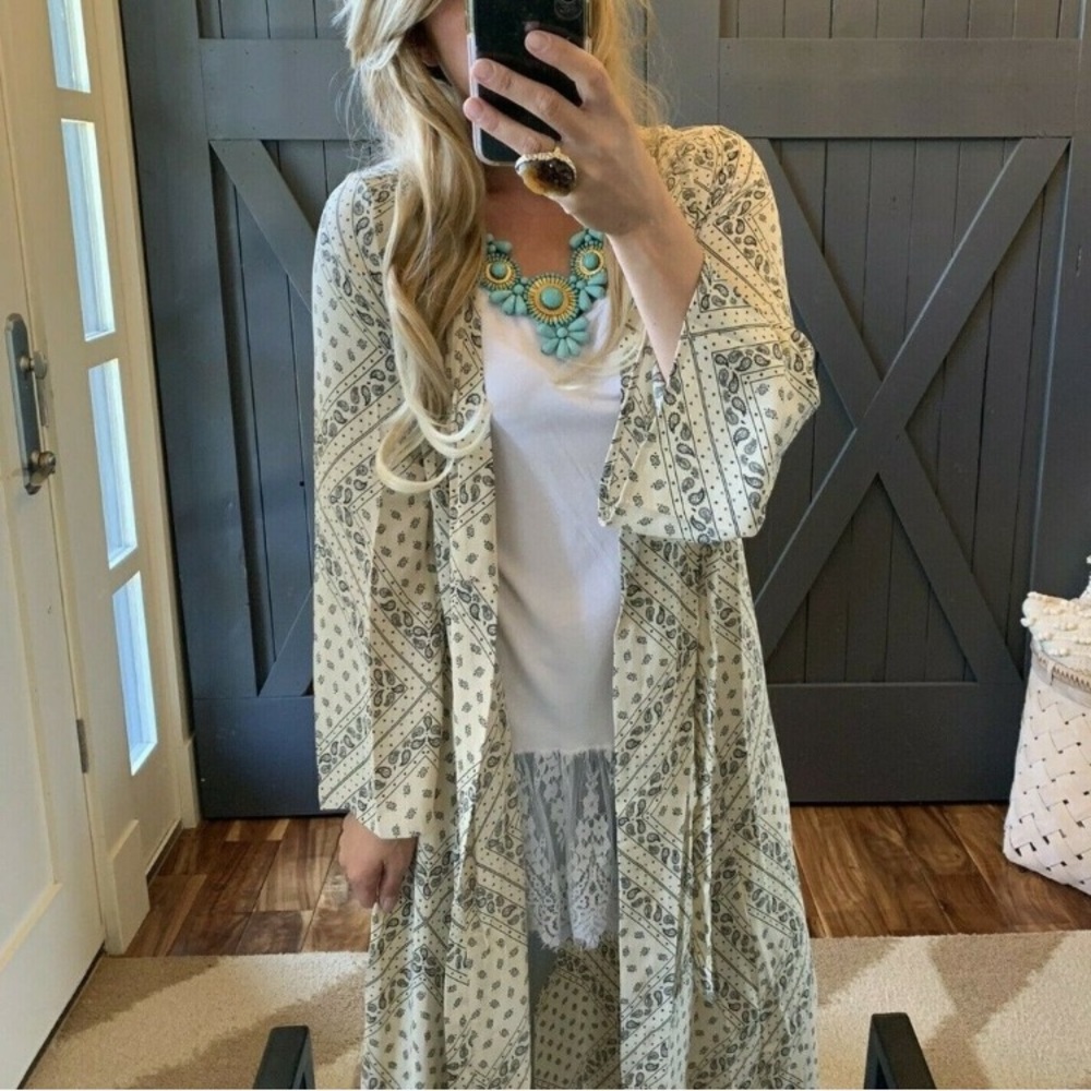 Boho Paisley Kimono Maxi Duster
